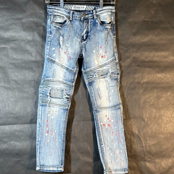 Gstar Girls Distressed Spaceage Futuristic Splatter Pants Size 12 EUC - Picture 1 of 7